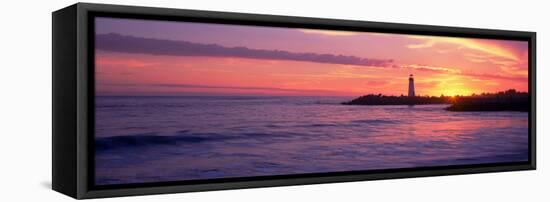 Lighthouse on the Coast at Dusk, Walton Lighthouse, Santa Cruz, California, USA-null-Framed Premier Image Canvas