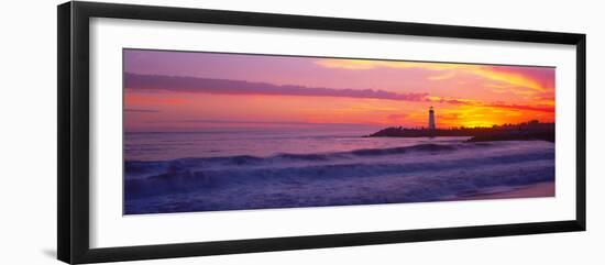 Lighthouse on the coast at dusk, Walton Lighthouse, Santa Cruz, California, USA-Panoramic Images-Framed Photographic Print