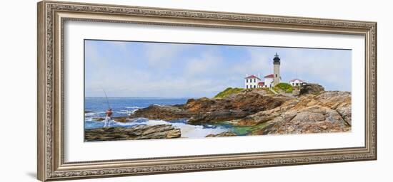 Lighthouse on the Coast, Beavertail Lighthouse, Narragansett Bay, Jamestown Island-null-Framed Photographic Print