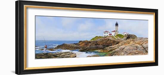 Lighthouse on the Coast, Beavertail Lighthouse, Narragansett Bay, Jamestown Island-null-Framed Photographic Print