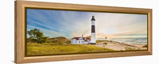 Lighthouse on the Coast, Big Sable Point Lighthouse, Lake Michigan, Ludington, Mason County-null-Framed Premier Image Canvas