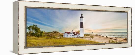 Lighthouse on the Coast, Big Sable Point Lighthouse, Lake Michigan, Ludington, Mason County-null-Framed Premier Image Canvas