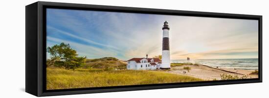 Lighthouse on the Coast, Big Sable Point Lighthouse, Lake Michigan, Ludington, Mason County-null-Framed Premier Image Canvas