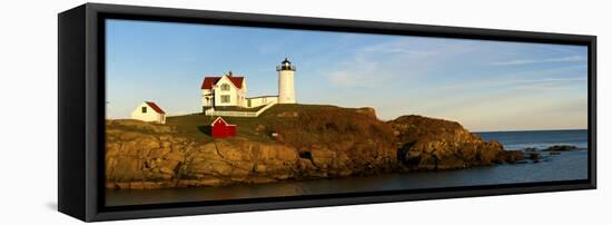 Lighthouse on the Coast, Cape Neddick Lighthouse, Cape Neddick, York, Maine, USA-null-Framed Stretched Canvas