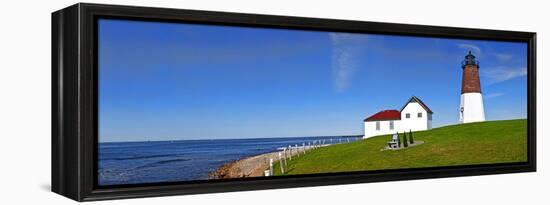 Lighthouse on the Coast, Point Judith Lighthouse, Narragansett Bay, Rhode Island, USA-null-Framed Stretched Canvas