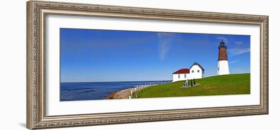 Lighthouse on the Coast, Point Judith Lighthouse, Narragansett Bay, Rhode Island, USA-null-Framed Photographic Print