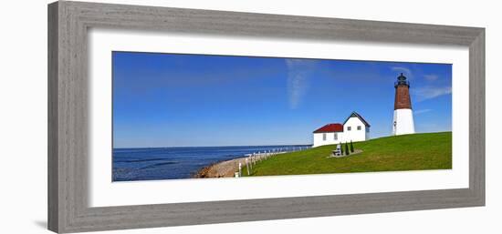 Lighthouse on the Coast, Point Judith Lighthouse, Narragansett Bay, Rhode Island, USA-null-Framed Photographic Print