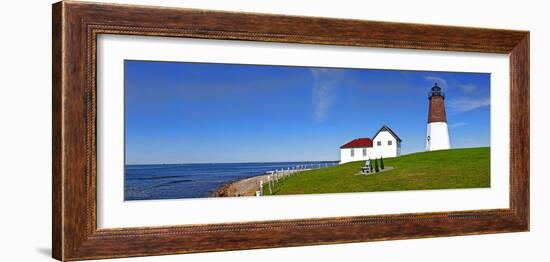 Lighthouse on the Coast, Point Judith Lighthouse, Narragansett Bay, Rhode Island, USA-null-Framed Photographic Print