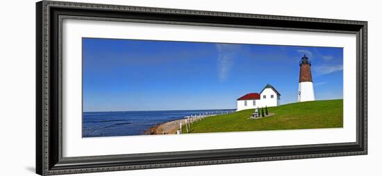 Lighthouse on the Coast, Point Judith Lighthouse, Narragansett Bay, Rhode Island, USA--Framed Photographic Print