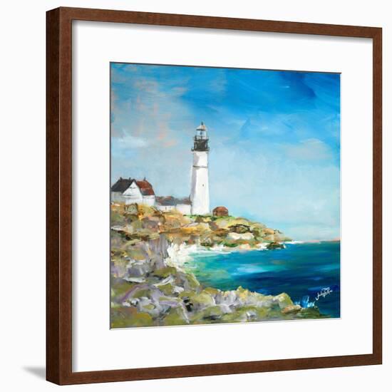 Lighthouse on the Rocky Shore I-Julie DeRice-Framed Premium Giclee Print