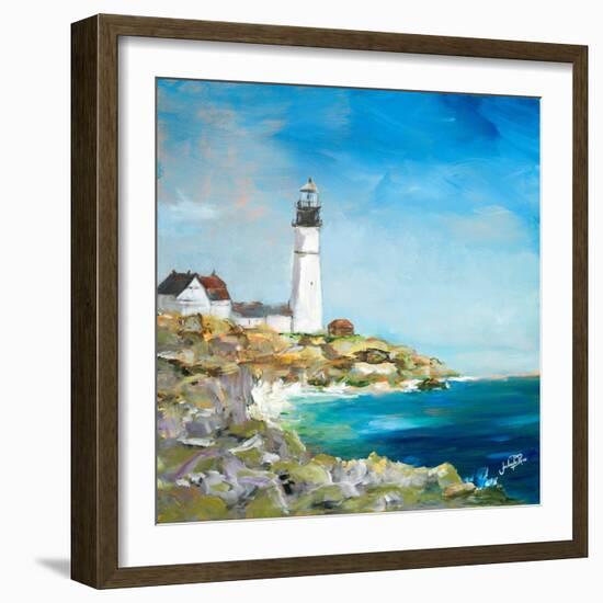 Lighthouse on the Rocky Shore I-Julie DeRice-Framed Art Print