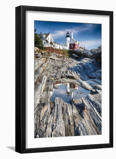 Lighthouse Reflection, Pemaquid Point, Maine-George Oze-Framed Photographic Print