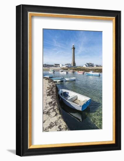 Lighthouse with pier and boats, Penmarch, Finistere, Brittany, France, Europe-Francesco Vaninetti-Framed Photographic Print