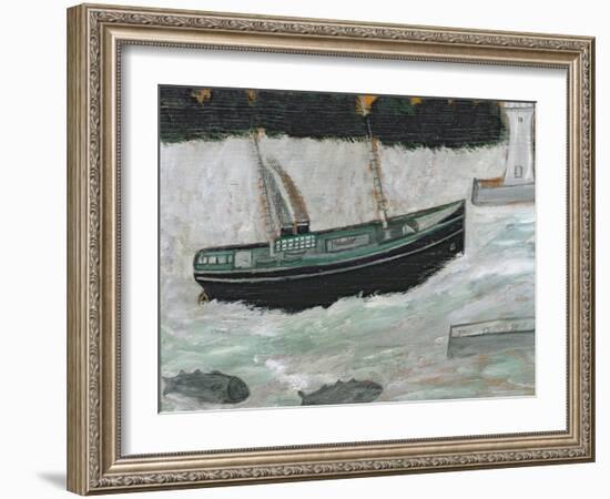 Lighthouse with Trawler and Fish-Alfred Wallis-Framed Giclee Print