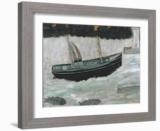 Lighthouse with Trawler and Fish-Alfred Wallis-Framed Giclee Print