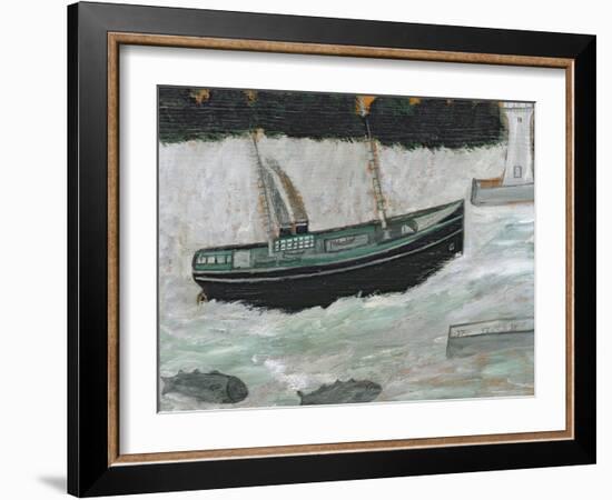 Lighthouse with Trawler and Fish-Alfred Wallis-Framed Giclee Print