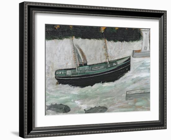 Lighthouse with Trawler and Fish-Alfred Wallis-Framed Giclee Print