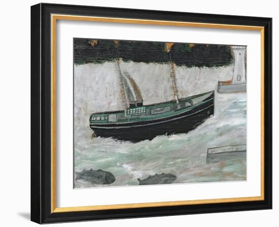 Lighthouse with Trawler and Fish-Alfred Wallis-Framed Giclee Print