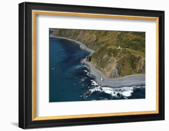 Lighthouses at Pencarrow Head, Wellington, New Zealand-David Wall-Framed Photographic Print