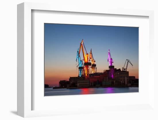 Lighting Giants, Cranes of Uljanik Shipyard, Pula, Croatia, Europe-Richard Maschmeyer-Framed Photographic Print