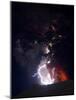Lighting Seen Amid the Lava and Ash Erupting from the Vent of the Volcano in Central Iceland-null-Mounted Photographic Print