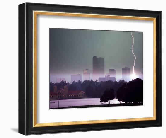 Lighting Strikes in Downtown Denver-null-Framed Photographic Print