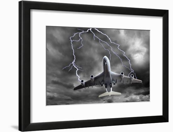 Lighting Striking An Aeroplane, Composite-Victor De Schwanberg-Framed Photographic Print