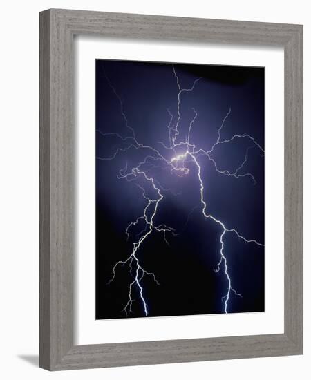 Lightning at Night-Jim Zuckerman-Framed Photographic Print