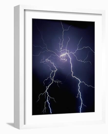 Lightning at Night-Jim Zuckerman-Framed Photographic Print