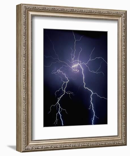 Lightning at Night-Jim Zuckerman-Framed Photographic Print