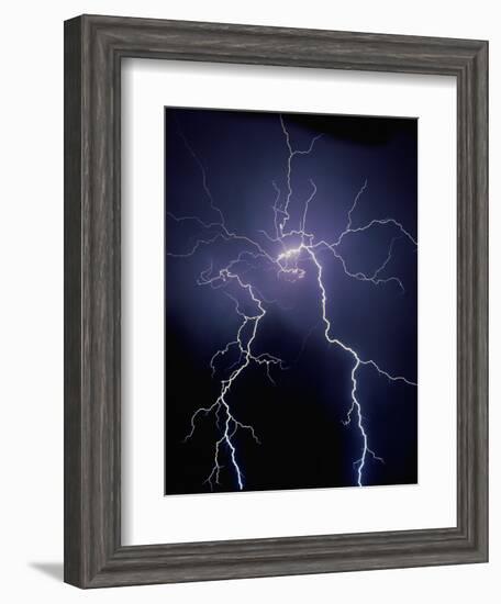 Lightning at Night-Jim Zuckerman-Framed Photographic Print