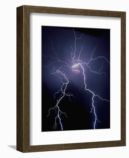 Lightning at Night-Jim Zuckerman-Framed Photographic Print