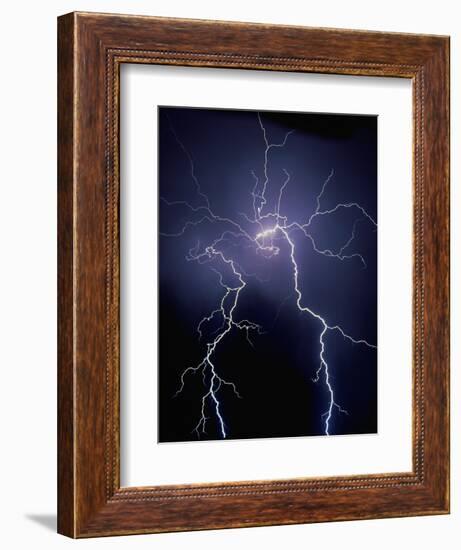 Lightning at Night-Jim Zuckerman-Framed Photographic Print