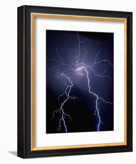 Lightning at Night-Jim Zuckerman-Framed Photographic Print