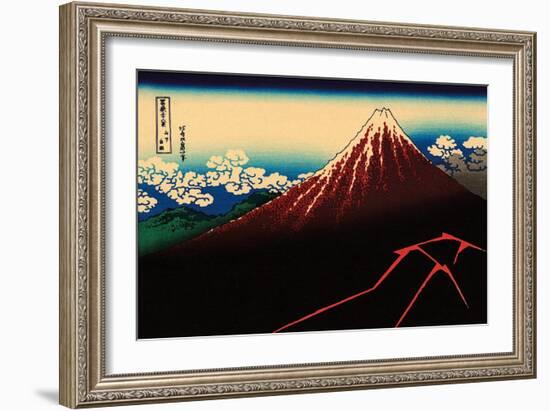 Lightning Below the Summit-Katsushika Hokusai-Framed Art Print
