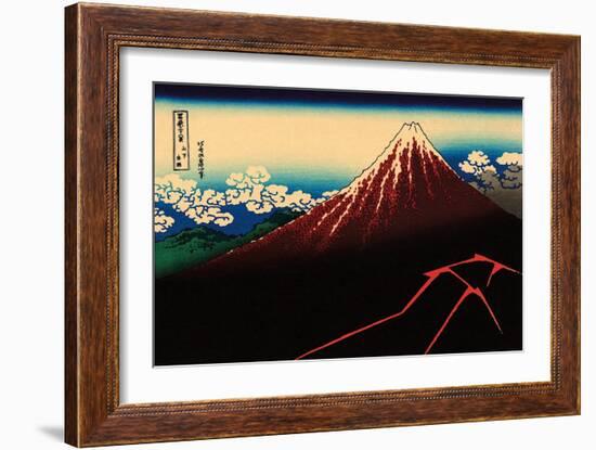 Lightning Below the Summit-Katsushika Hokusai-Framed Art Print