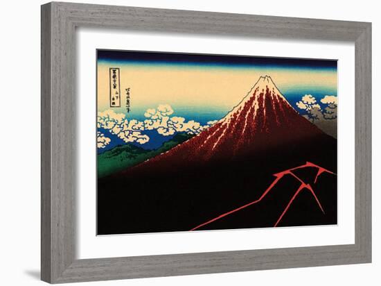 Lightning Below the Summit-Katsushika Hokusai-Framed Art Print