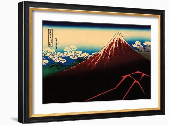 Lightning Below the Summit-Katsushika Hokusai-Framed Art Print