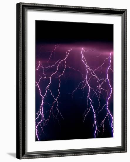 Lightning In Rincon Mountains, Tucson-Keith Kent-Framed Photographic Print