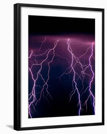 Lightning In Rincon Mountains, Tucson-Keith Kent-Framed Photographic Print