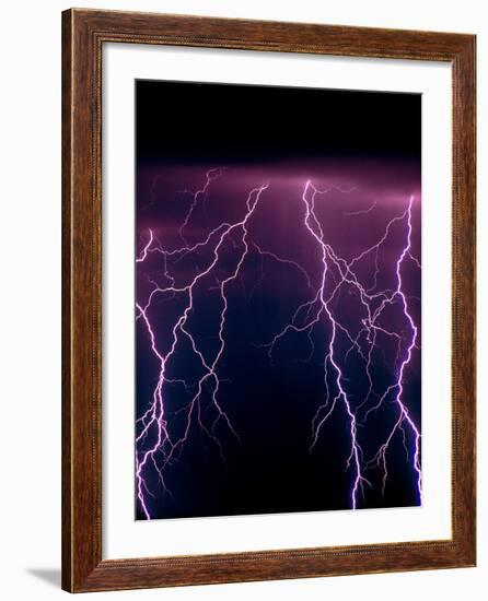 Lightning In Rincon Mountains, Tucson-Keith Kent-Framed Photographic Print