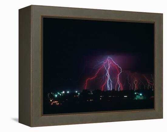 Lightning Over Boulder, CO-Chris Rogers-Framed Premier Image Canvas