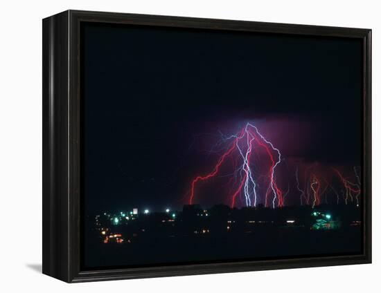 Lightning Over Boulder, CO-Chris Rogers-Framed Premier Image Canvas