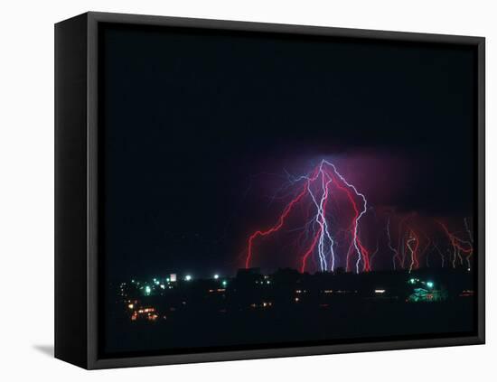 Lightning Over Boulder, CO-Chris Rogers-Framed Premier Image Canvas