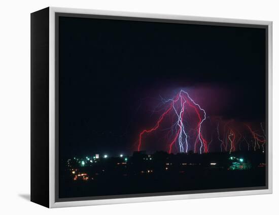 Lightning Over Boulder, CO-Chris Rogers-Framed Premier Image Canvas