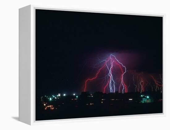 Lightning Over Boulder, CO-Chris Rogers-Framed Premier Image Canvas