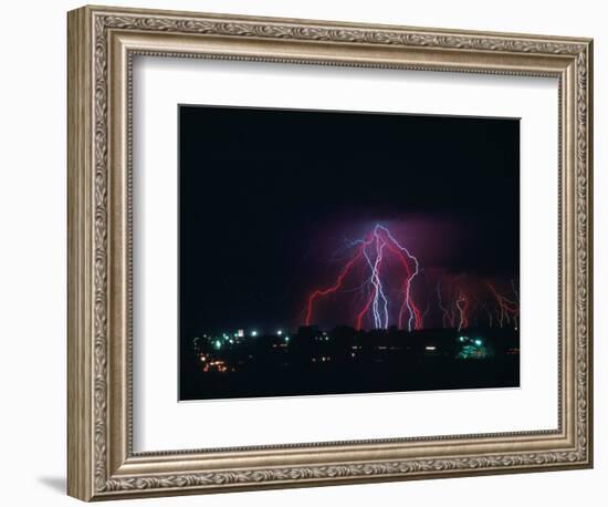 Lightning Over Boulder, CO-Chris Rogers-Framed Photographic Print