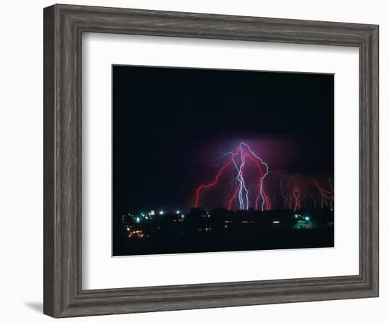 Lightning Over Boulder, CO-Chris Rogers-Framed Photographic Print