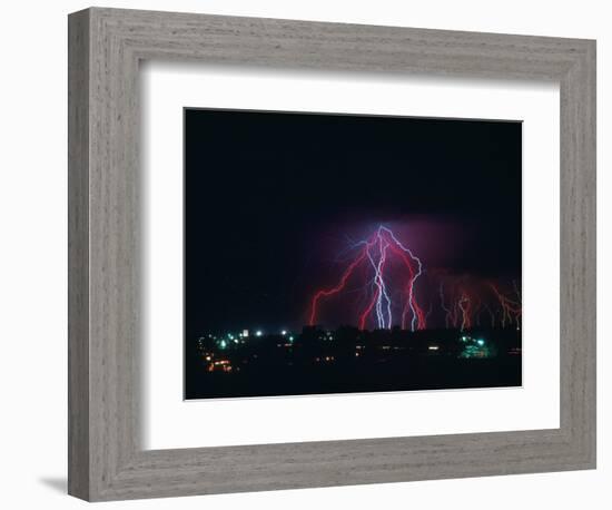 Lightning Over Boulder, CO-Chris Rogers-Framed Photographic Print