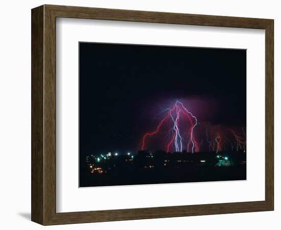 Lightning Over Boulder, CO-Chris Rogers-Framed Photographic Print